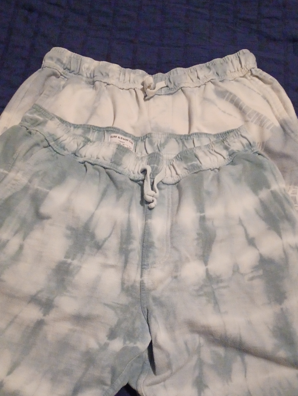 -- 2 Men's Gray/Blue Tie-Dye Shorts Size XLarge Casual Surf & Swim